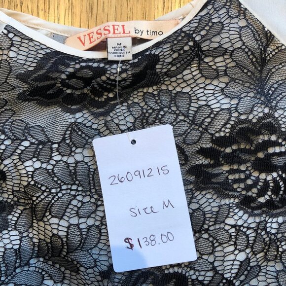 Anthropologie Vessel by timo Sheer Lace Raglan Short Sleeve Blouse Medium NWT - Picture 5 of 6